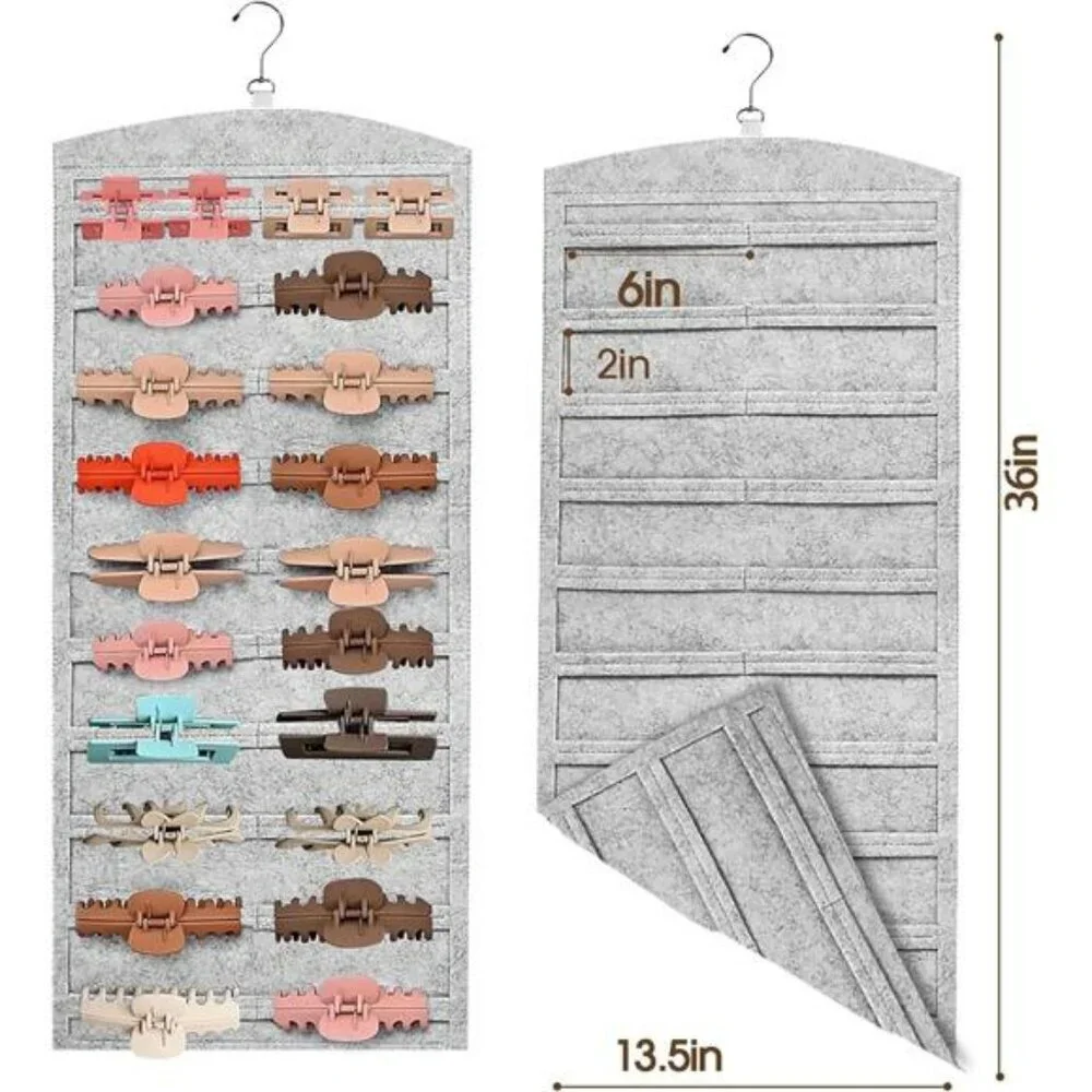 Double Sided Hair Clip Organizer Hanging Claw Clip Holder Storage with 40 Slots
